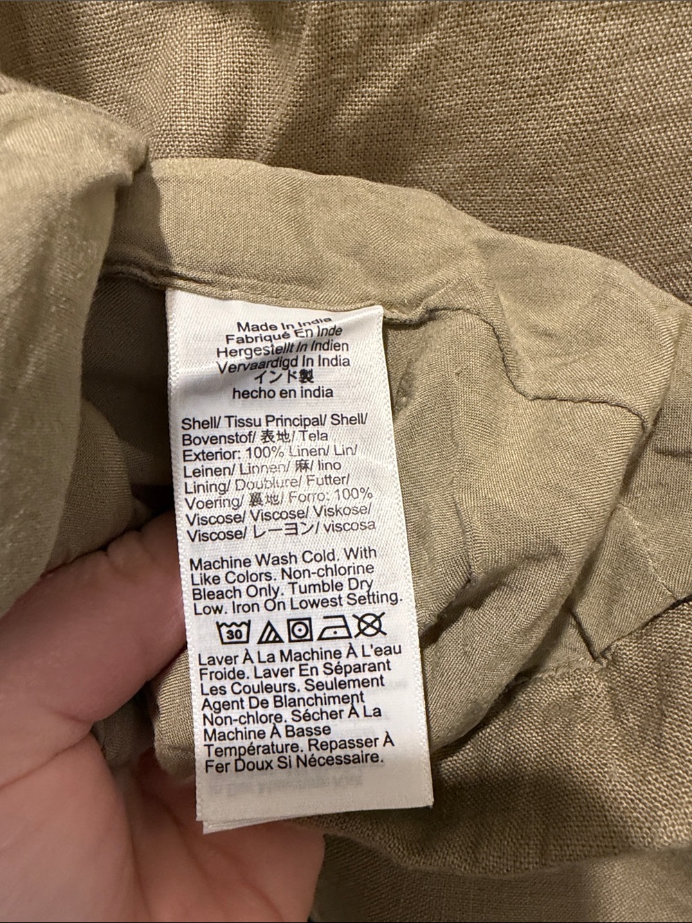 J. Crew Sleeveless Linen Blend Button Vest in Khaki green - Picture 8 of 8